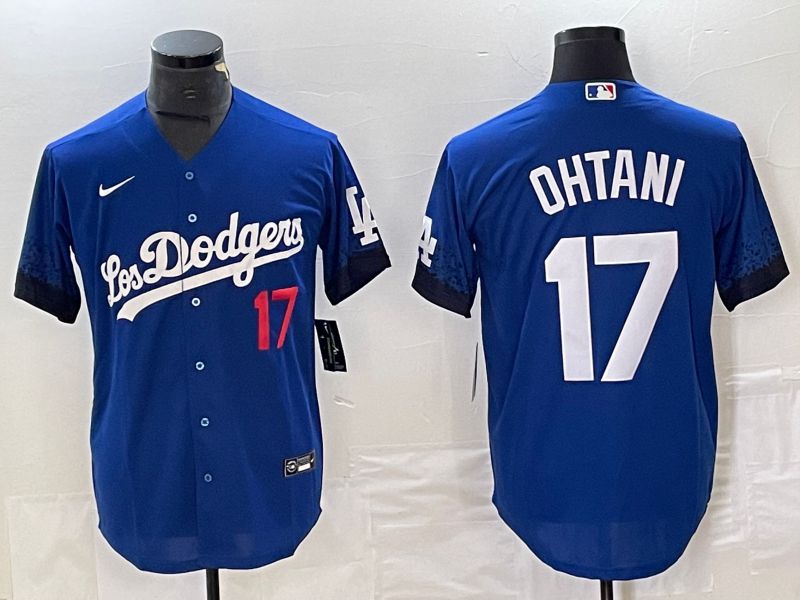 Men Los Angeles Dodgers #17 Ohtani Blue Nike Game MLB Jersey style 7